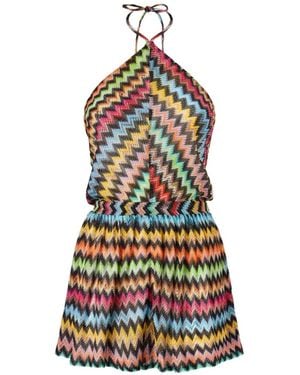 Missoni Zigzag-Knit Halterneck Playsuit - White