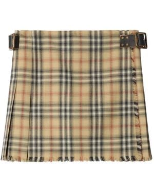 Burberry Falda corta a cuadros - Metálico