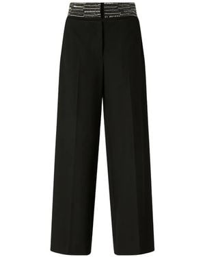 Pinko Crystal-Embellished Wide-Leg Pants - Black
