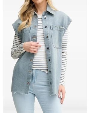 Liviana Conti Frayed-Details Denim Vest - Blue