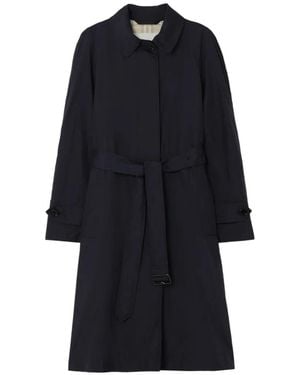 Burberry Long Belted Nylon Tickhill Car Coat - Blue