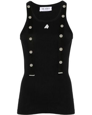 The Attico Ribbed Cotton Tank Top - Black