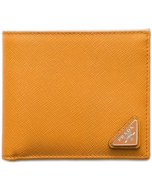 Prada Saffiano-Leather Wallet - Orange
