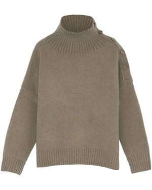 Yves Salomon Button-Up Shoulder Jumper - Grey
