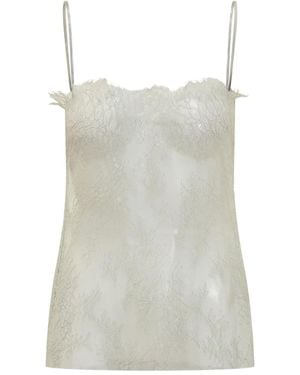 Alberta Ferretti Lace-Trimmed Camisole Top - White