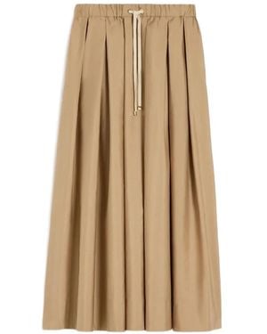 Max Mara Smmpineta Pleated Drawstring Skirt - Natural
