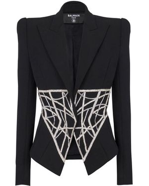 Balmain Double-Breasted Wool Blazer - Black