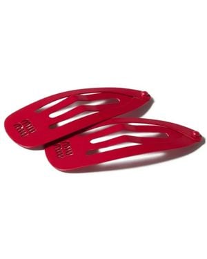 Miu Miu Metal Hair Clips - Red