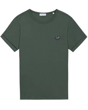 Maison Labiche Heart-Embroidered Short-Sleeve T-Shirt - Green