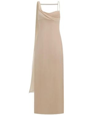 Oude Waag Ribbon-Panelled Draped Midi Dress - White