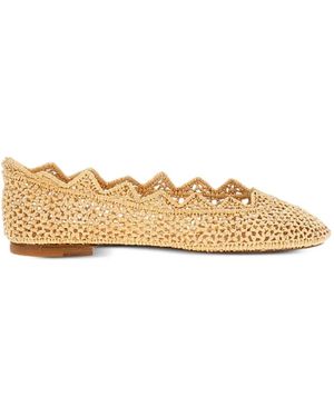 Odissi Harper Scalloped Ballet Flats - Natural