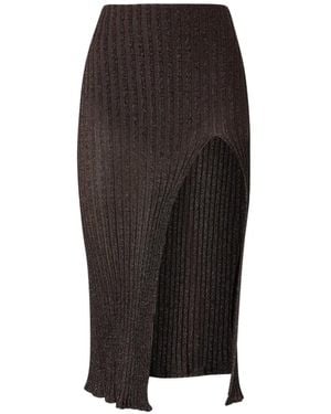 Missoni Ribbed-Knit Side-Slit Skirt - Black