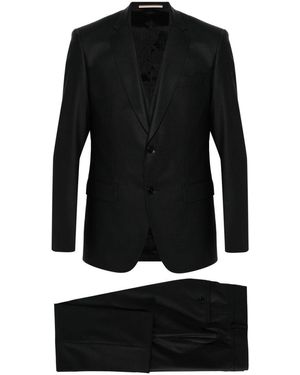 BOSS Slim Fit Wool Linen Suit in Black for Men Lyst UK