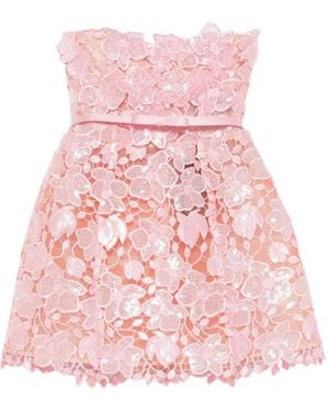 retroféte Novalie Sequin-Embroidered Lace Mini Dress - Pink