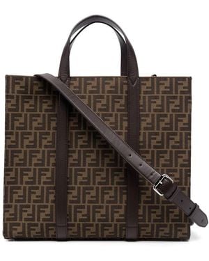 Fendi And Ff Jacquard Fabric Tote Bag - Brown