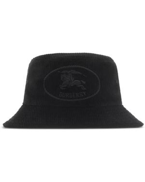 Burberry Knight-Stamp Corduroy Bucket Hat - Black