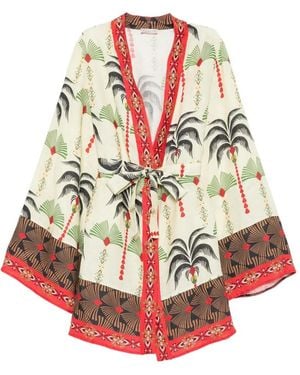 Anjuna Manteau Ceinturé Carlotta À Imprimé Graphique - Blanc