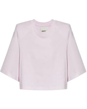 Isabel Marant Zaely Padded-Shoulder Cropped Top - Pink