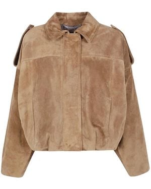 Emmeci Adele Suede Epaulette Jacket - Natural
