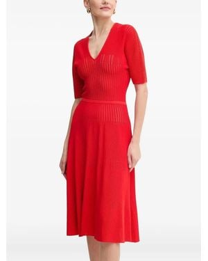 Hervé Léger The Lyla V-Neck Midi Dress - Red