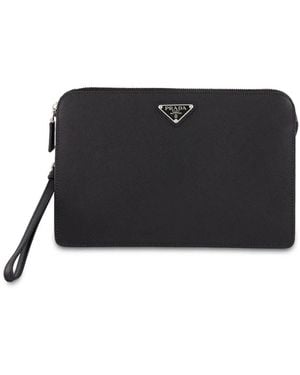 Prada Saffian-Clutch - Schwarz