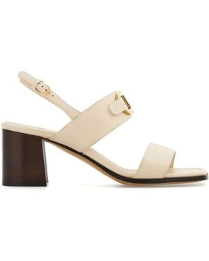 Ferragamo Lou 55mm Leather Slingback Sandals - White