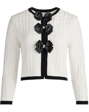 Alice + Olivia Bow-Detail Cardigan - White