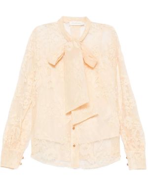 Zimmermann Pussy-Bow Lace Blouse - Natural