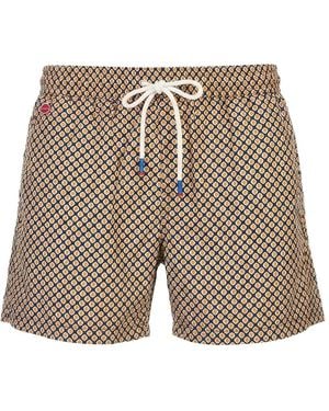 Kiton Geometric-Print Swim Shorts - White