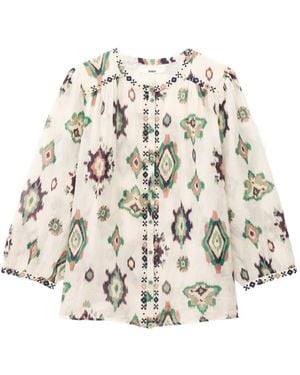 Ba&sh Odelie Ikat-Print Shirt - White