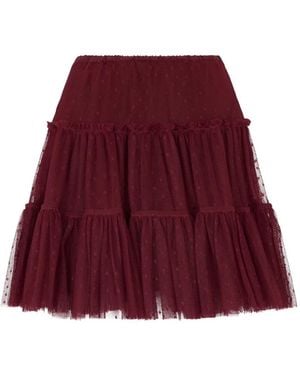 RED Valentino Ruffled Polka-Dot Skirt - Red