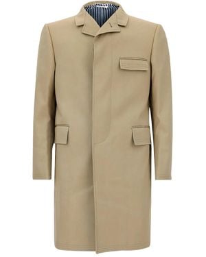 Thom Browne Chesterfield Coat - Natural