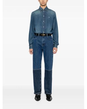 Versace Embroidered-logo shirt - Azul