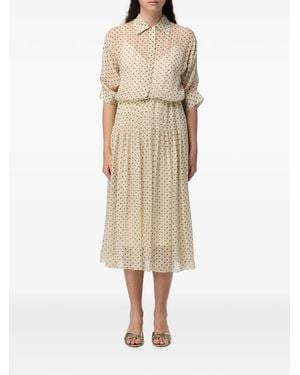 CRI.DA Wimbledon Polka-Dot Silk Midi Dress - Natural
