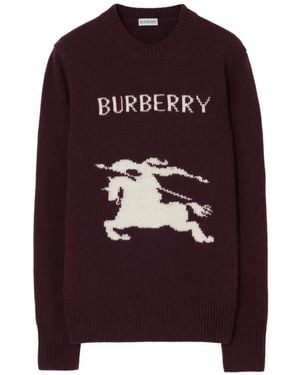 Burberry Knight Wollen Kasjmier Trui - Paars