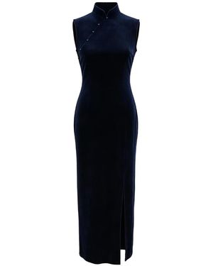 QIPOLOGY Vestido Qipao De Terciopelo - Azul