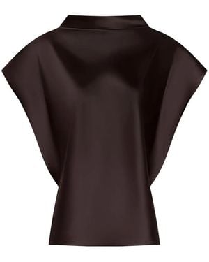 Tanya Taylor Adrien Satin-Finish Top - Black