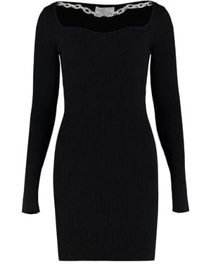 GIUSEPPE DI MORABITO Chain-Embellished Ribbed Knit Dress - Black