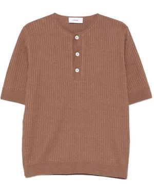 Lardini Ribbed Button Shirt - Brown