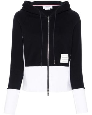 Thom Browne Colour Block Classic Loopback Zip-Up Hoodie - Black