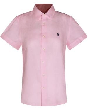 Polo Ralph Lauren Logo-Embroidered Linen Shirt - Pink