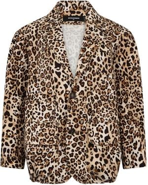 DSquared² Leopard-Print Long-Sleeve Blazer - Brown