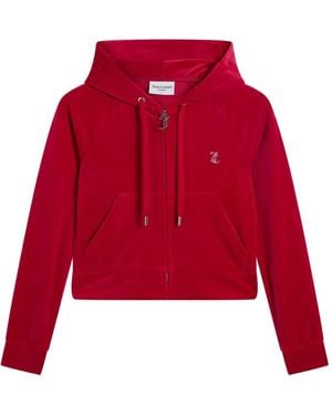 Juicy Couture Diamanté Velour Hoodie - Red