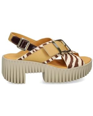 4Ccccees Plia Juno Zebra-Print Buckled Sandals - Metallic