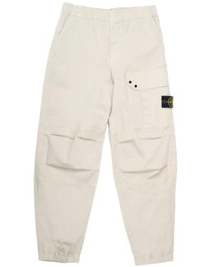 Stone Island Logo-Patch Cargo Pants - White