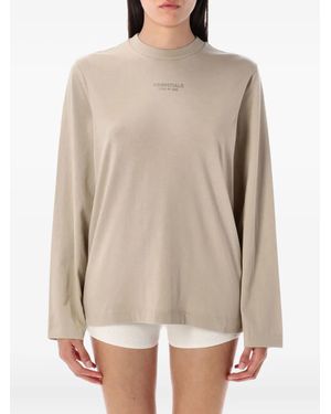 Fear Of God Long-Sleeve Logo-Print T-Shirt - Natural