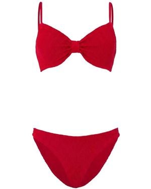 Hunza G Alicia Crinkle-Effect Bikini - Red