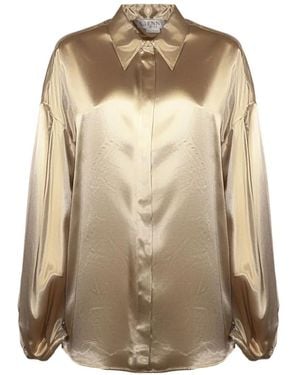 Genny Satin Long-Sleeve Shirt - Natural