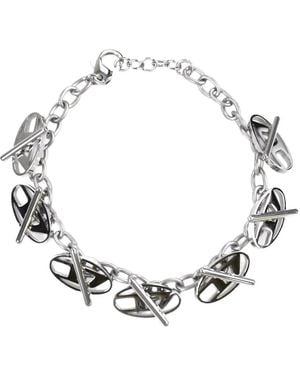 DIESEL Pulsera De Cadena Con Charm D - Metálico