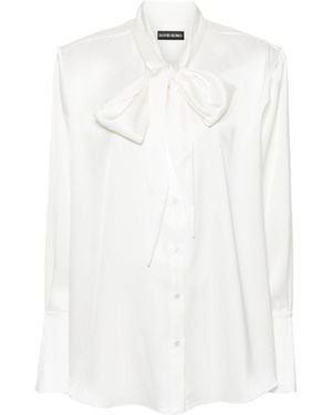 David Koma Bow-Detail Satin Shirt - White